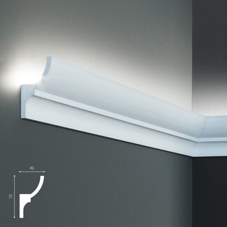 Grand Decor KF701 (70 x 40 mm), lengte 2 m, PU - LED sierlijst voor indirecte verlichting Grand Decor KF701 (70 x 40 mm), lengte 2 m, PU - LED sierlijst voor indirecte verlichting