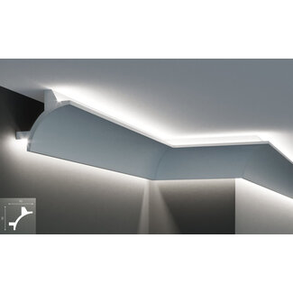 Grand Decor KF703 (90 x 90 mm), lengte 2 m, PU - LED sierlijst voor indirecte verlichting