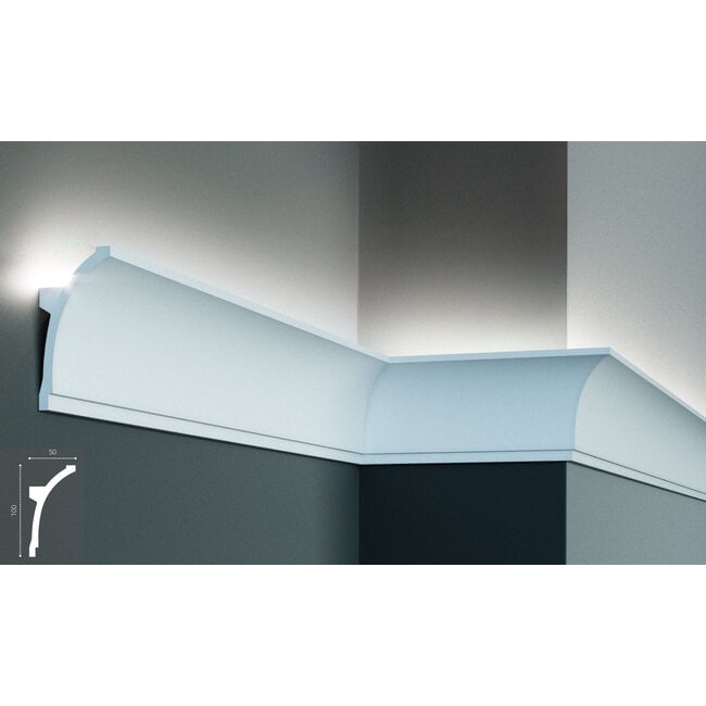 Grand Decor PU - LED sierlijst voor indirecte verlichting, KF704 (100 x 50 mm), lengte 2 m