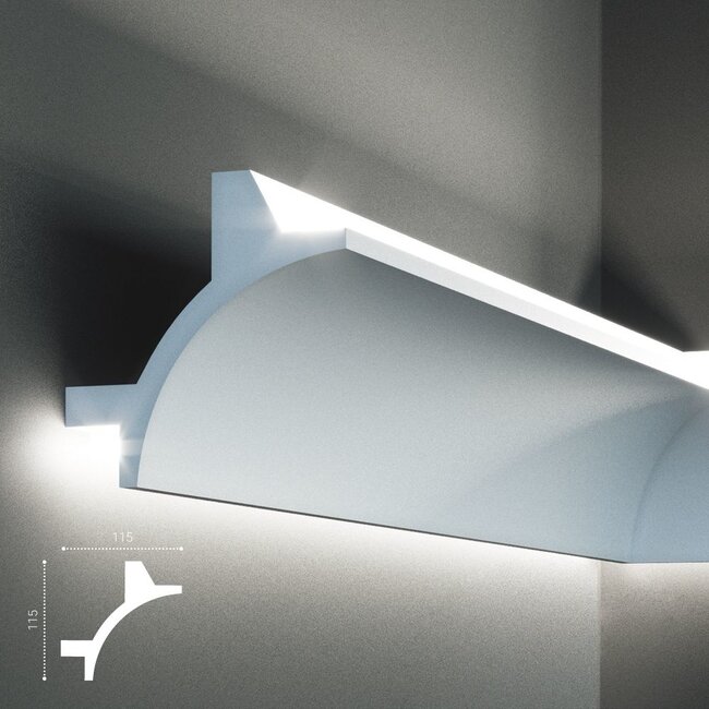 Grand Decor PU - LED sierlijst voor indirecte verlichting, KF706 (115 x 115 mm), lengte 2 m