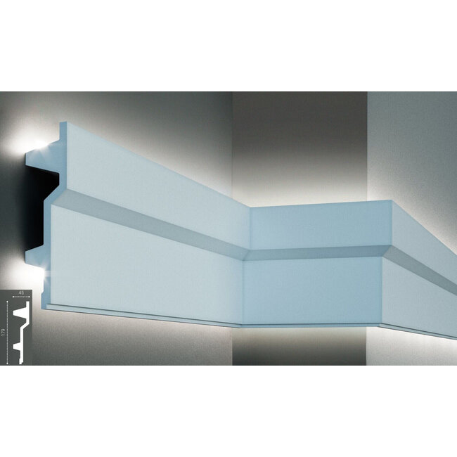 Grand Decor PU - LED sierlijst voor indirecte verlichting, KF707 (179 x 45 mm), lengte 2 m