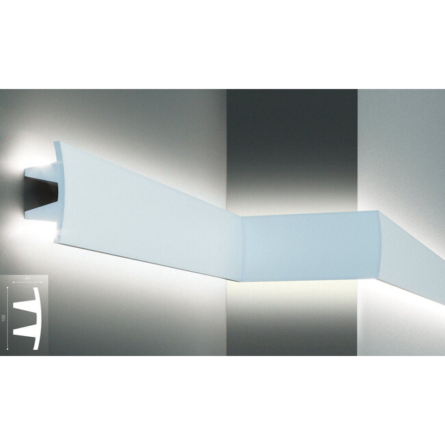 Grand Decor Polyurethaan - LED sierlijst voor indirecte verlichting, KF503 (100 x 45 mm), lengte 2 m