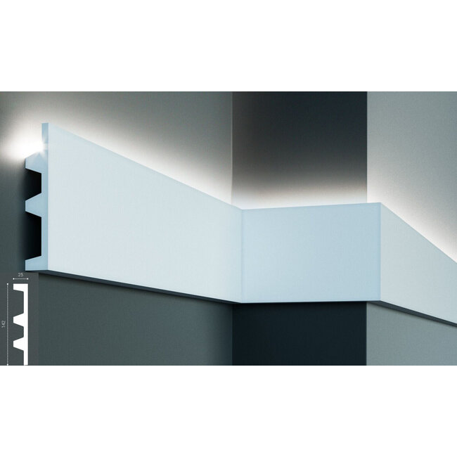 Grand Decor Polyurethaan - LED sierlijst voor indirecte verlichting, KF505 (142 x 25 mm), lengte 2 m