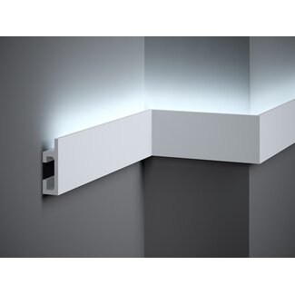 Lijst & Ornament Plint LED QL019 (80 x 25 mm), lengte 2 m
