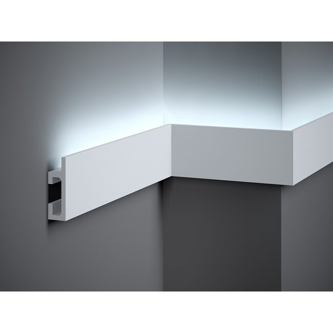 Lijst & Ornament Plint LED QL019 (80 x 25 mm), lengte 2 m