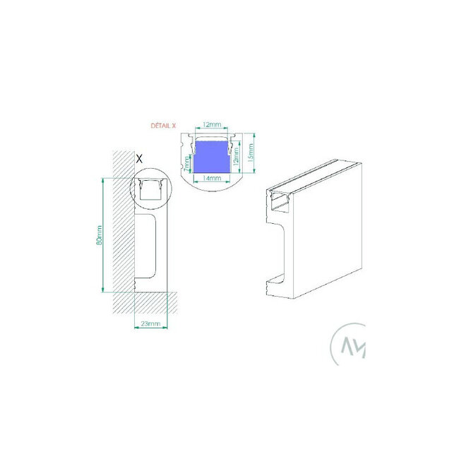 NMC Wallstyl  IL10 (80 x 23 mm), HDPS, lengte 2 m
