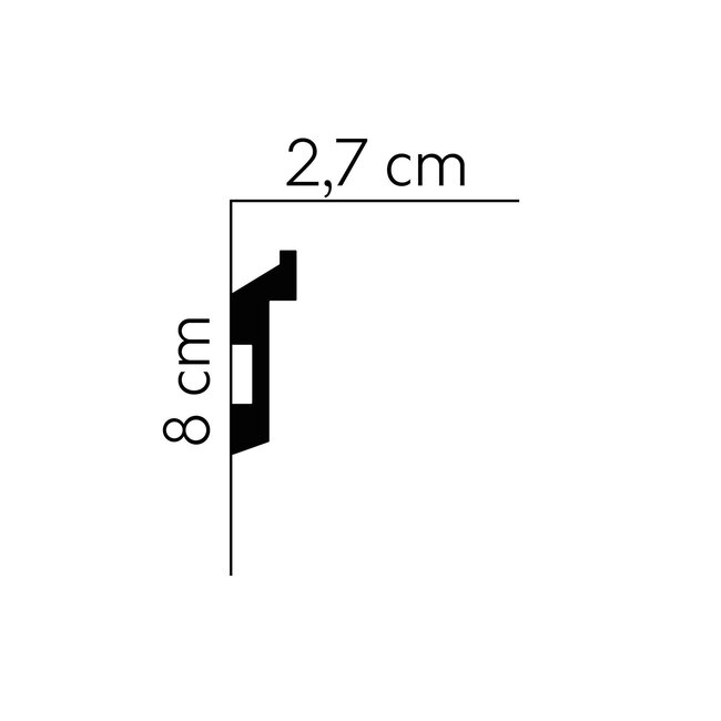 Lijst & Ornament Plint MD024 LED  (80 x 27 mm), lengte 2 m