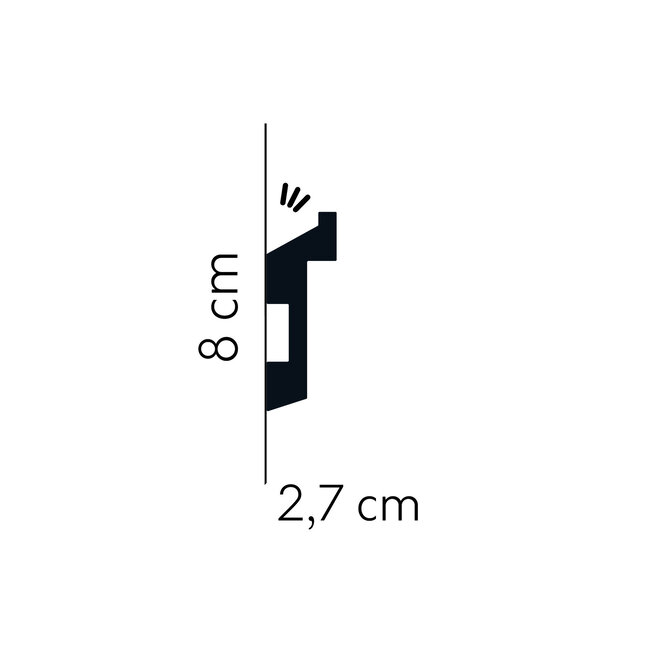 Lijst & Ornament Plint MD024 LED  (80 x 27 mm), lengte 2 m