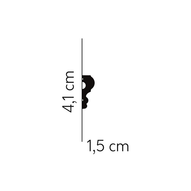 Lijst & Ornament Plint MD325 (41 x 15 mm), HDPS, lengte 2 m