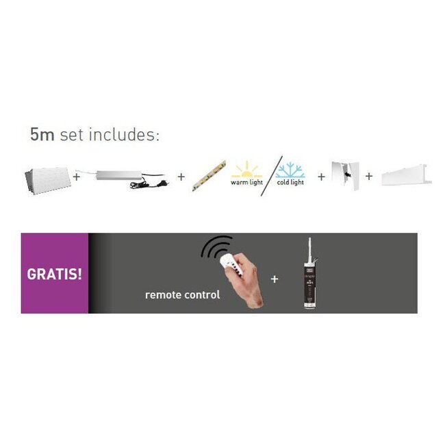 Vidella 5 meter LED systeem, warm led-licht one direction