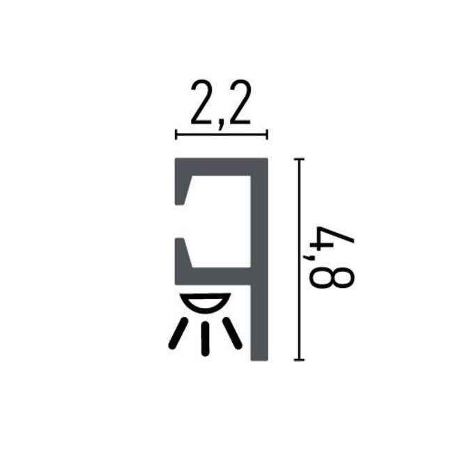 Grand Decor  KH903 (48 x 22 mm), HDPS,  lengte 2 m