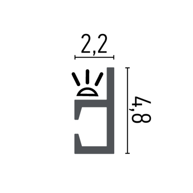Grand Decor  KH903 (48 x 22 mm), HDPS,  lengte 2 m