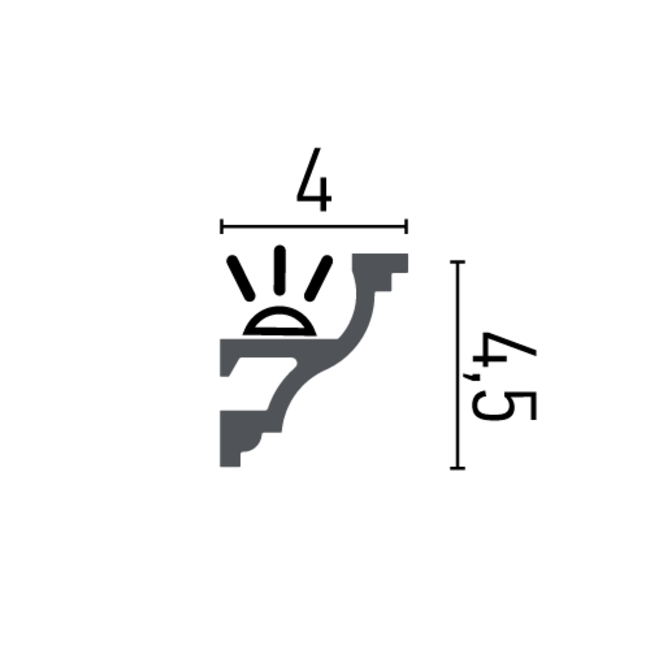 Grand Decor KH905 (45 x 40 mm), HDPS,  lengte 2 m
