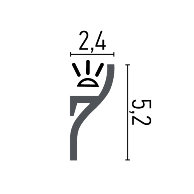 Grand Decor KH906 (52 x 24 mm), HDPS,  lengte 2 m