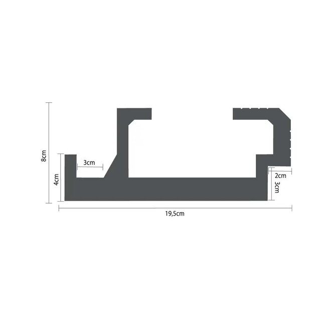 Tesori KD408 (195 x 80 mm), lengte 1,15 m, Koof LED voor indirecte / directe verlichting XPS
