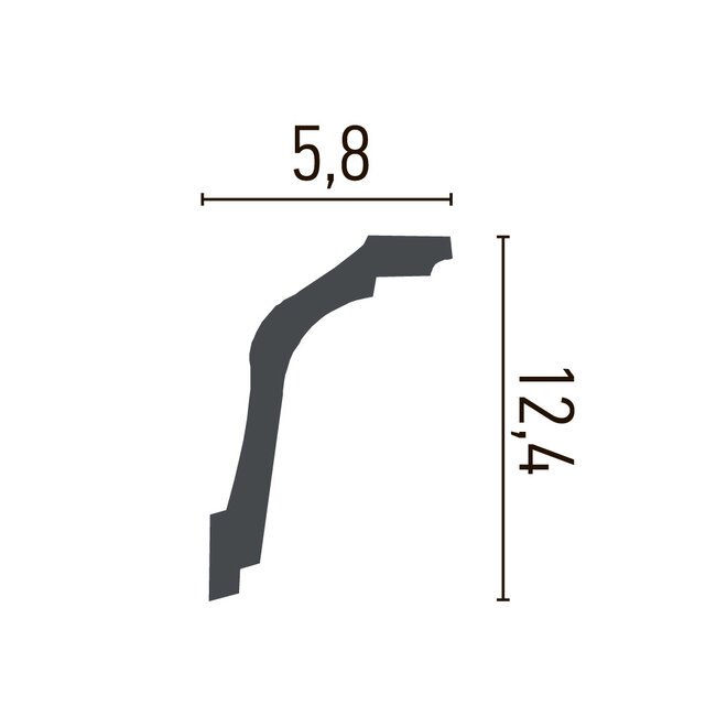 Grand Decor Kroonlijst P836 (124 x 58 mm), polyurethaan, lengte 2 m