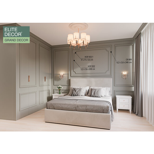 Grand Decor HCR502-1 hoekbochten (170 x 170 mm), polyurethaan, set (4 hoeken)