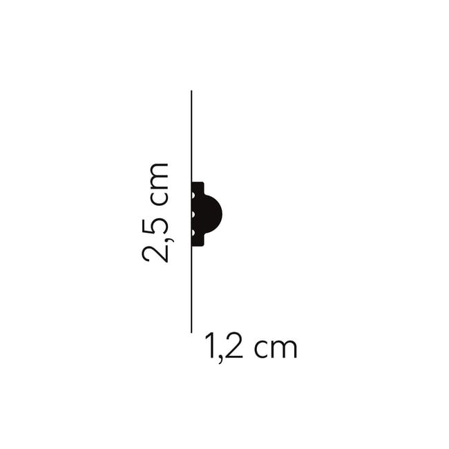 Lijst & Ornament Plint MD413 (25 x 12 mm), HDPS, lengte 2 m