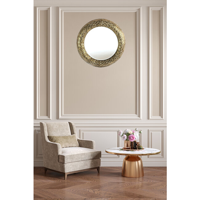 Lijst & Ornament Grote Spiegel brons Diameter 77 cm