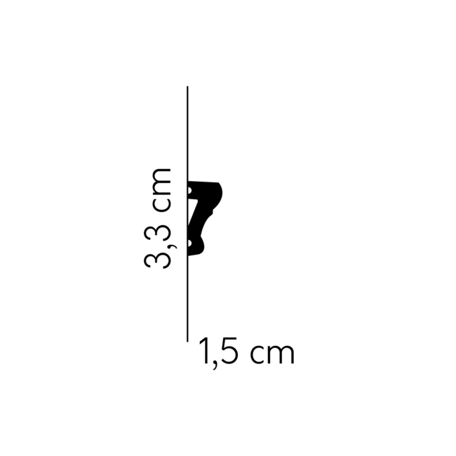 Lijst & Ornament Plint MD318 (33 x 15 mm), HDPS, lengte 2 m