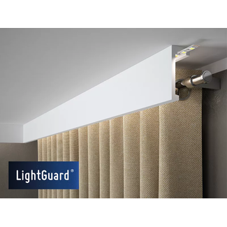 Lijst & Ornament Gordijnkoof LED QL026 (100 x 41 mm), lengte 2 m
