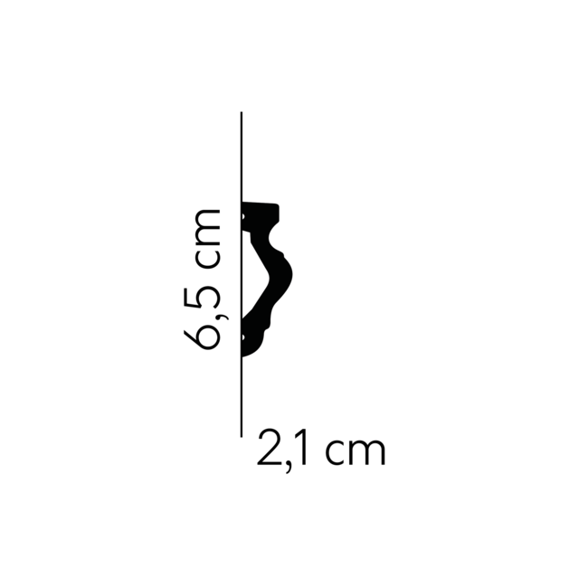 Lijst & Ornament Plint MD308 (65 x 21 mm), lengte 2 m