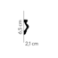 Lijst & Ornament Plint MD308 (65 x 21 mm), lengte 2 m