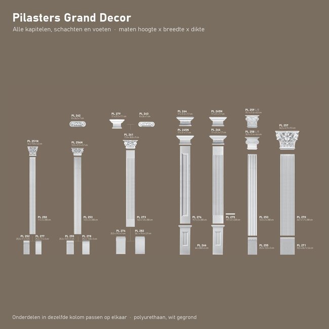 Grand Decor Pilasterschacht PL275 - polyurethaan, 19,7 x 220 cm