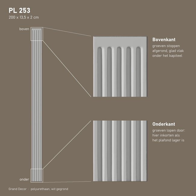 Grand Decor Pilasterschacht PL253 - polyurethaan, 13,5 x 200 cm
