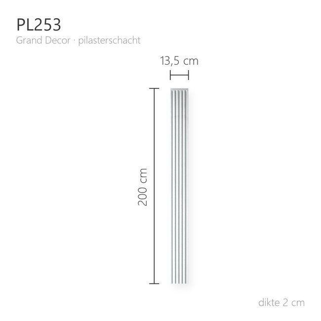Grand Decor Pilasterschacht PL253 - polyurethaan, 13,5 x 200 cm