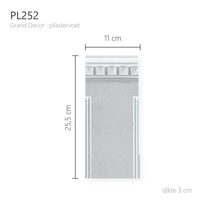 Grand Decor Pilastervoet PL252 - polyurethaan, 11 x 25,5 cm