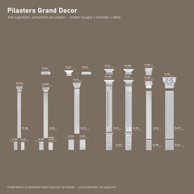 Grand Decor Pilastervoet PL278 - polyurethaan, 13,8 x 25,4 cm