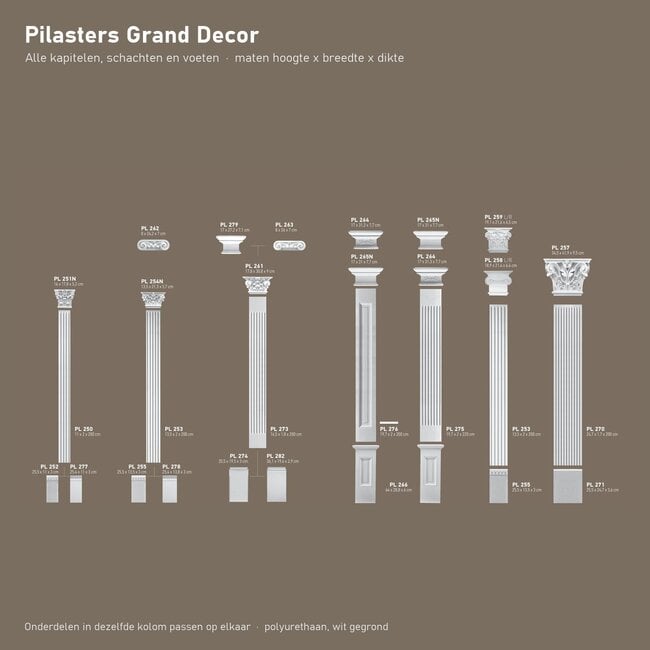 Grand Decor Pilasterschacht PL276 - polyurethaan, 19,7 x 200 cm