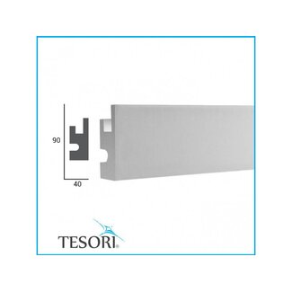 Tesori KD301 (90x40 mm), lengte 1,15 m - LED sierlijst voor indirecte verlichting XPS