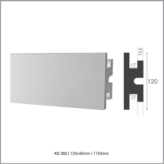 Tesori LED sierlijst voor indirecte verlichting XPS, KD302 (120x40 mm), lengte 1,15 m