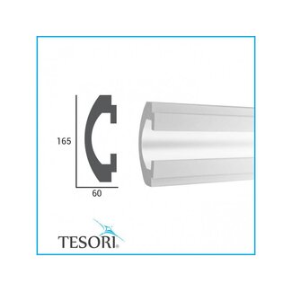 Tesori KD112 (165 x 60 mm), lengte 1,15 m - LED sierlijst voor indirecte verlichting XPS Tesori KD112 (165 x 60 mm), lengte 1,15 m - LED sierlijst voor indirecte verlichting XPS
