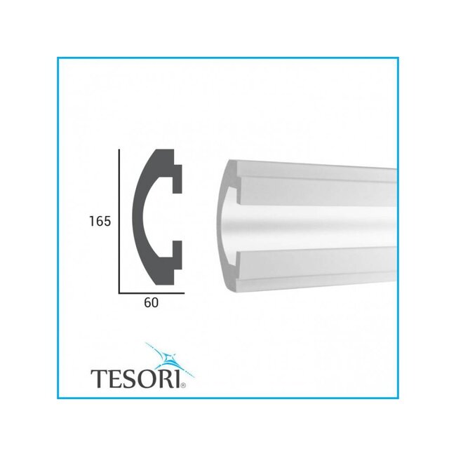 Tesori LED sierlijst voor indirecte verlichting XPS, KD112 (165 x 60 mm), lengte 1,15 m