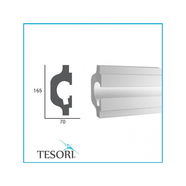 Tesori LED sierlijst voor indirecte verlichting XPS, KD119 (165 x 70 mm), lengte 1,15 m