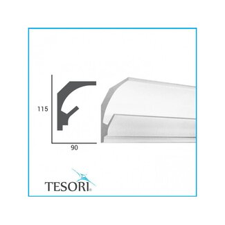 Tesori KD201 (115 x 90 mm), lengte 1,15 m - LED sierlijst voor indirecte verlichting XPS Tesori KD201 (115 x 90 mm), lengte 1,15 m - LED sierlijst voor indirecte verlichting XPS