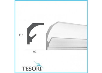 Tesori LED sierlijst voor indirecte verlichting XPS, KD201 (115 x 90 mm), lengte 1,15 m