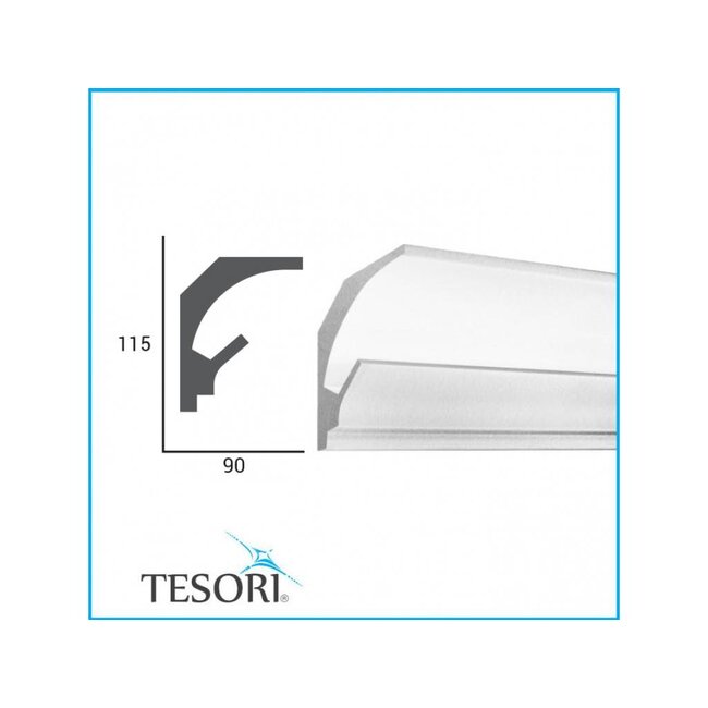 Tesori LED sierlijst voor indirecte verlichting XPS, KD201 (115 x 90 mm), lengte 1,15 m