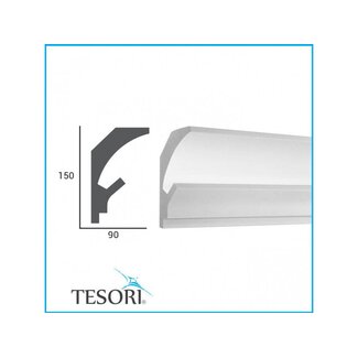 Tesori KD202 (150 x 90 mm), lengte 1,15 m - LED sierlijst voor indirecte verlichting XPS