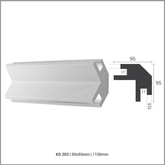 Tesori LED sierlijst voor indirecte verlichting XPS, KD203 (95 x 95 mm), lengte 1,15 m