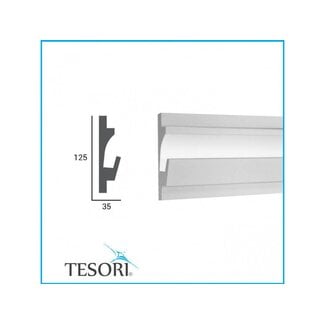 Tesori KD401 (125 x 35 mm), lengte 1,15 m, LED sierlijst voor indirecte verlichting XPS - Verzonken / Semi-Verzonken