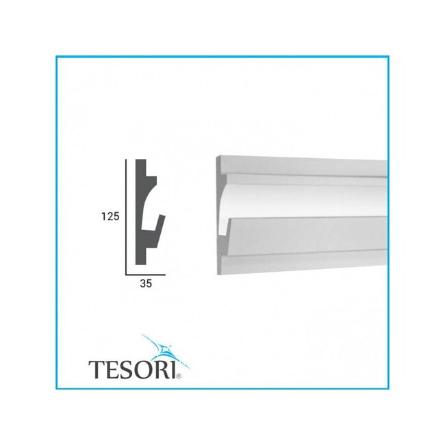 Tesori LED sierlijst voor indirecte verlichting XPS, KD401 (125 x 35 mm), lengte 1,15 m - Verzonken / Semi-Verzonken