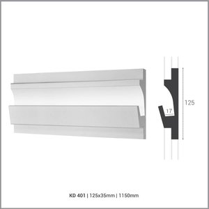 Tesori LED sierlijst voor indirecte verlichting XPS, KD401 (125 x 35 mm), lengte 1,15 m - Verzonken / Semi-Verzonken