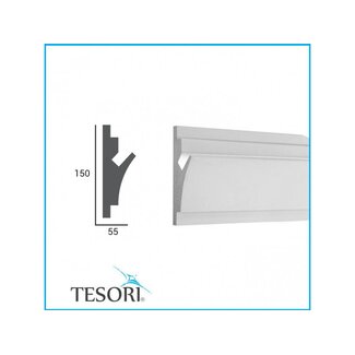 Tesori KD402 (150 x 55 mm), lengte 1,15 m, LED sierlijst voor indirecte verlichting XPS - Verzonken / Semi-Verzonken Tesori KD402 (150 x 55 mm), lengte 1,15 m, LED sierlijst voor indirecte verlichting XPS - Verzonken / Semi-Verzonken