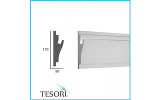 Tesori KD403 (170 x 50 mm), lengte 1,15 m, LED sierlijst voor indirecte verlichting XPS - Verzonken / Semi-Verzonken