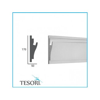 Tesori KD403 (170 x 50 mm), lengte 1,15 m, LED sierlijst voor indirecte verlichting XPS - Verzonken / Semi-Verzonken