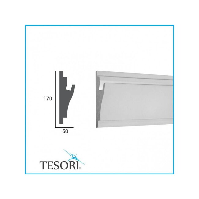 Tesori LED sierlijst voor indirecte verlichting XPS, KD403 (170 x 50 mm), lengte 1,15 m - Verzonken / Semi-Verzonken